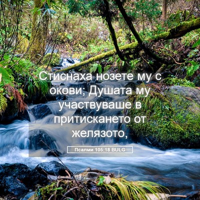 Picture 05 - Псалми 105:18 BULG - Стиснаха нозете му с окови; - Bible Verse Picture