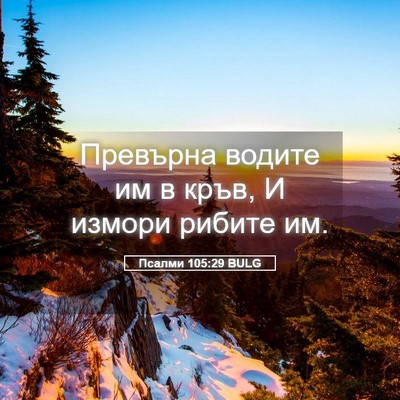Picture 05 - Псалми 105:29 BULG - Превърна водите им в кръв, - Bible Verse Picture