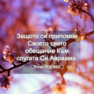 Picture 05 - Псалми 105:42 BULG - Защото си припомни Своето - Bible Verse Picture