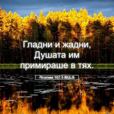 Picture 05 - Псалми 107:5 BULG - Гладни и жадни, Душата им - Bible Verse Picture