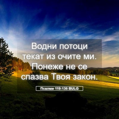 Picture 05 - Псалми 119:136 BULG - Водни потоци текат из - Bible Verse Picture