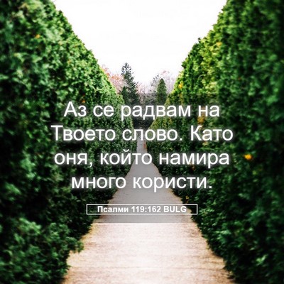 Picture 05 - Псалми 119:162 BULG - Аз се радвам на Твоето - Bible Verse Picture