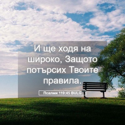 Picture 05 - Псалми 119:45 BULG - И ще ходя на широко, Защото - Bible Verse Picture