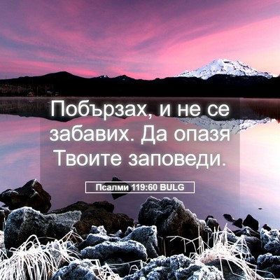 Picture 05 - Псалми 119:60 BULG - Побързах, и не се забавих. - Bible Verse Picture