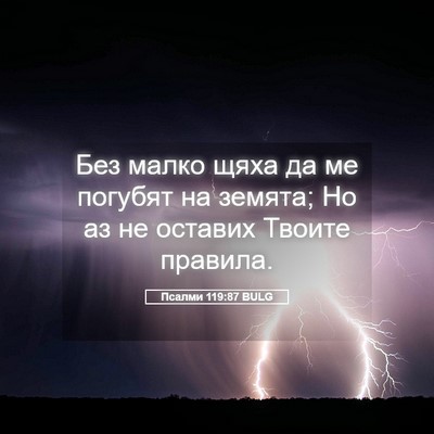 Picture 05 - Псалми 119:87 BULG - Без малко щяха да ме - Bible Verse Picture