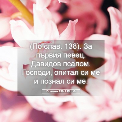Picture 05 - Псалми 139:1 BULG - (По слав. 138). За първия - Bible Verse Picture