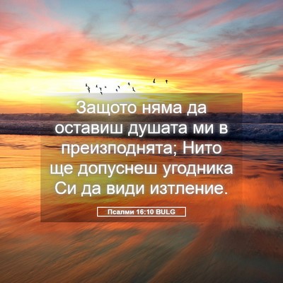 Picture 05 - Псалми 16:10 BULG - Защото няма да оставиш - Bible Verse Picture