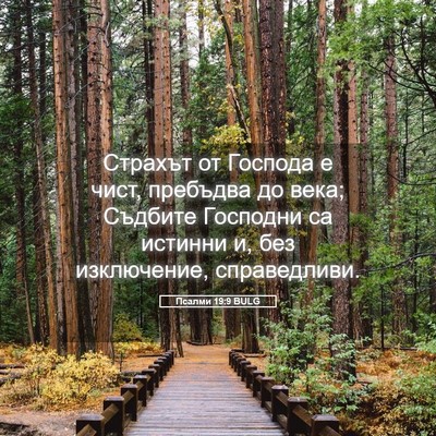 Picture 05 - Псалми 19:9 BULG - Страхът от Господа е чист, - Bible Verse Picture