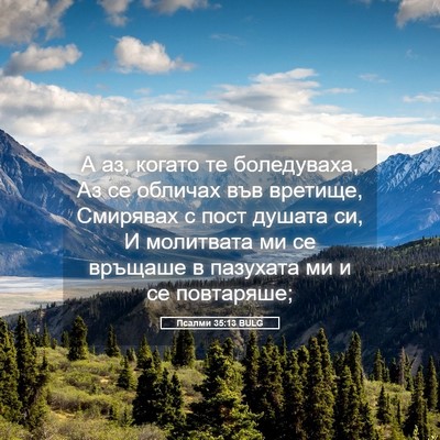 Picture 05 - Псалми 35:13 BULG - А аз, когато те боледуваха, - Bible Verse Picture