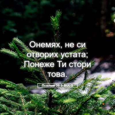 Picture 05 - Псалми 39:9 BULG - Онемях, не си отворих - Bible Verse Picture