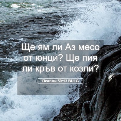 Picture 05 - Псалми 50:13 BULG - Ще ям ли Аз месо от юнци? Ще - Bible Verse Picture