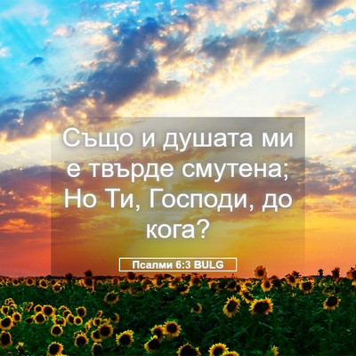Picture 05 - Псалми 6:3 BULG - Също и душата ми е твърде - Bible Verse Picture