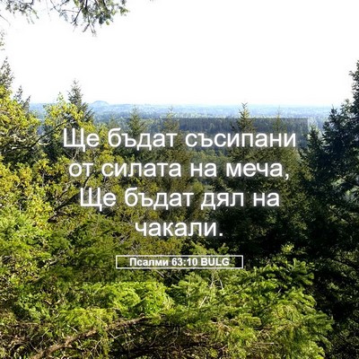 Picture 05 - Псалми 63:10 BULG - Ще бъдат съсипани от - Bible Verse Picture