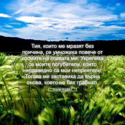 Picture 05 - Псалми 69:4 BULG - Тия, които ме мразят без - Bible Verse Picture
