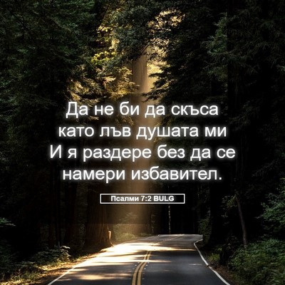 Picture 05 - Псалми 7:2 BULG - Да не би да скъса като лъв - Bible Verse Picture