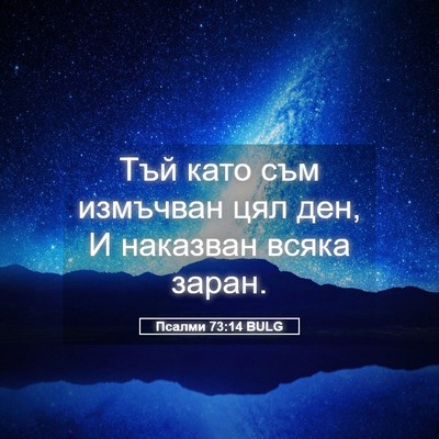 Picture 05 - Псалми 73:14 BULG - Тъй като съм измъчван цял - Bible Verse Picture