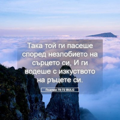 Picture 05 - Псалми 78:72 BULG - Така той ги пасеше според - Bible Verse Picture