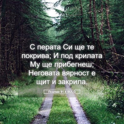 Picture 05 - Псалми 91:4 BULG - С перата Си ще те покрива; И - Bible Verse Picture