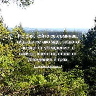 Picture 05 - Римляни 14:23 BULG - Но оня, който се съмнява, - Bible Verse Picture