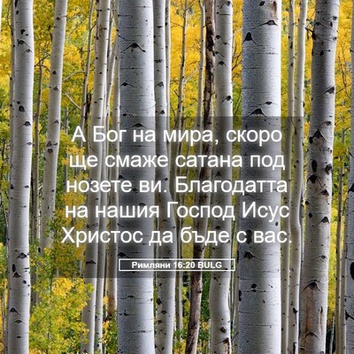 Picture 05 - Римляни 16:20 BULG - А Бог на мира, скоро ще - Bible Verse Picture