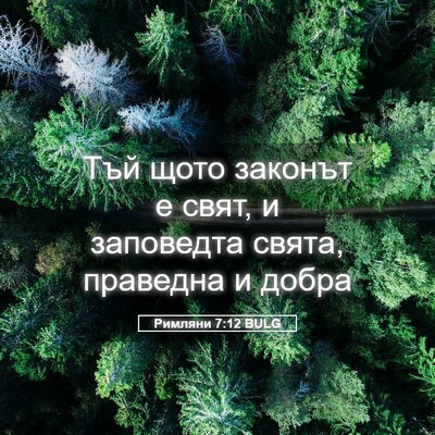 Picture 05 - Римляни 7:12 BULG - Тъй щото законът е свят, и - Bible Verse Picture