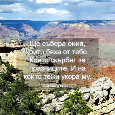 Picture 05 - Софоний 3:18 BULG - Ще събера ония, които бяха - Bible Verse Picture