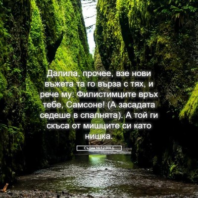 Picture 05 - Съдии 16:12 BULG - Далила, прочее, взе нови - Bible Verse Picture