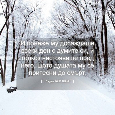Picture 05 - Съдии 16:16 BULG - И понеже му досаждаше - Bible Verse Picture