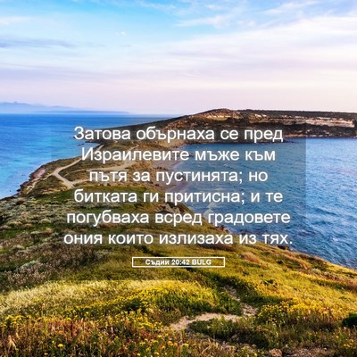 Picture 05 - Съдии 20:42 BULG - Затова обърнаха се пред - Bible Verse Picture