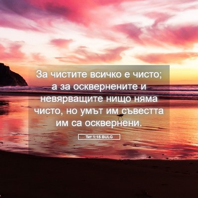 Picture 05 - Тит 1:15 BULG - За чистите всичко е чисто; - Bible Verse Picture