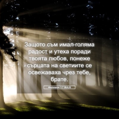 Picture 05 - Филимон 1:7 BULG - Защото съм имал голяма - Bible Verse Picture