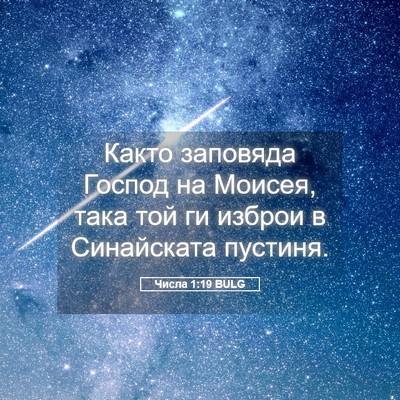 Picture 05 - Числа 1:19 BULG - Както заповяда Господ на - Bible Verse Picture