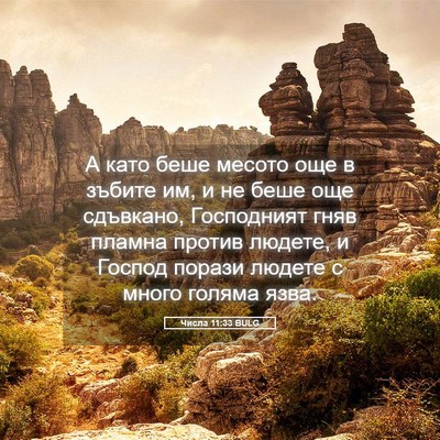Picture 05 - Числа 11:33 BULG - А като беше месото още в - Bible Verse Picture