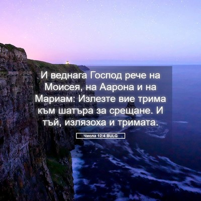 Picture 05 - Числа 12:4 BULG - И веднага Господ рече на - Bible Verse Picture