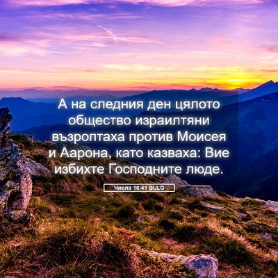 Picture 05 - Числа 16:41 BULG - А на следния ден цялото - Bible Verse Picture