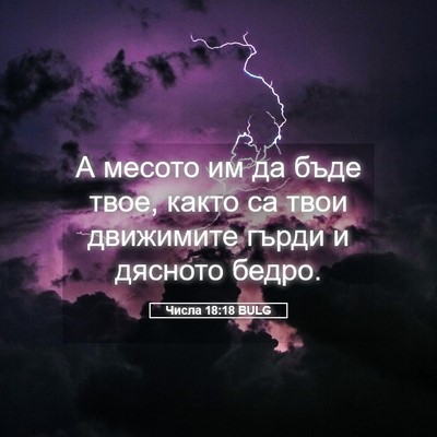 Picture 05 - Числа 18:18 BULG - А месото им да бъде твое, - Bible Verse Picture