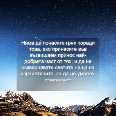 Picture 05 - Числа 18:32 BULG - Няма да понасяте грях - Bible Verse Picture