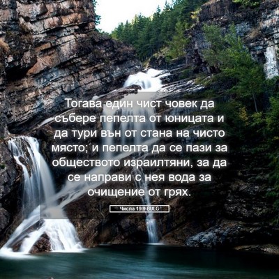 Picture 05 - Числа 19:9 BULG - Тогава един чист човек да - Bible Verse Picture