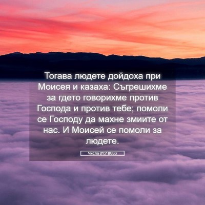 Picture 05 - Числа 21:7 BULG - Тогава людете дойдоха при - Bible Verse Picture