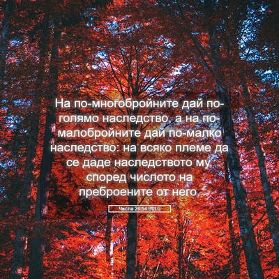Picture 05 - Числа 26:54 BULG - На по-многобройните дай - Bible Verse Picture