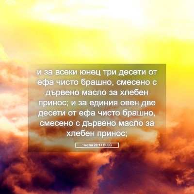 Picture 05 - Числа 28:12 BULG - и за всеки юнец три десети - Bible Verse Picture