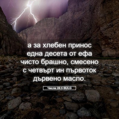 Picture 05 - Числа 28:5 BULG - а за хлебен принос една - Bible Verse Picture
