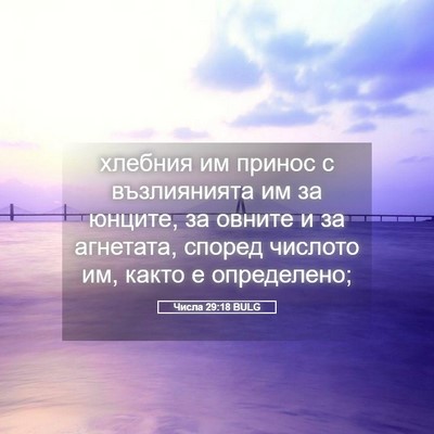 Picture 05 - Числа 29:18 BULG - хлебния им принос с - Bible Verse Picture