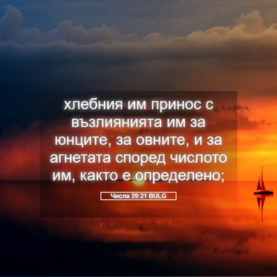 Picture 05 - Числа 29:21 BULG - хлебния им принос с - Bible Verse Picture