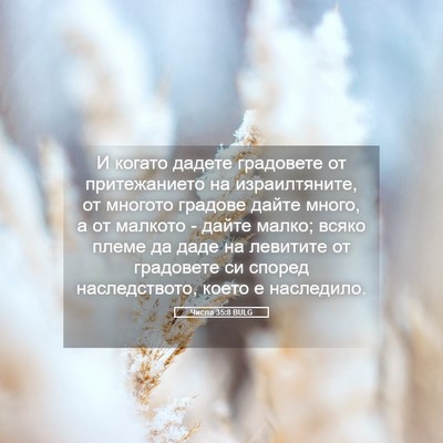 Picture 05 - Числа 35:8 BULG - И когато дадете градовете - Bible Verse Picture
