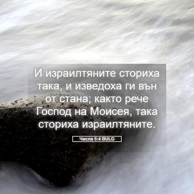 Picture 05 - Числа 5:4 BULG - И израилтяните сториха - Bible Verse Picture
