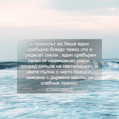 Picture 05 - Числа 7:13 BULG - и приносът му беше едно - Bible Verse Picture