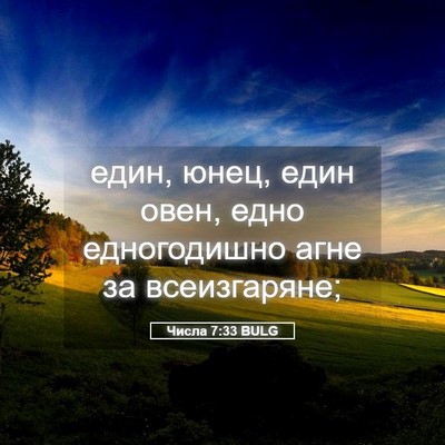 Picture 05 - Числа 7:33 BULG - един, юнец, един овен, едно - Bible Verse Picture
