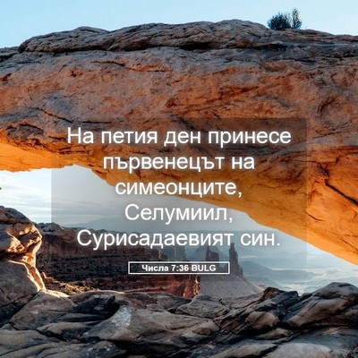 Picture 05 - Числа 7:36 BULG - На петия ден принесе - Bible Verse Picture