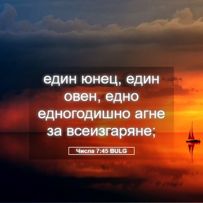 Picture 05 - Числа 7:45 BULG - един юнец, един овен, едно - Bible Verse Picture
